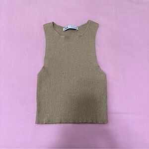 Zara cropped gold tank top